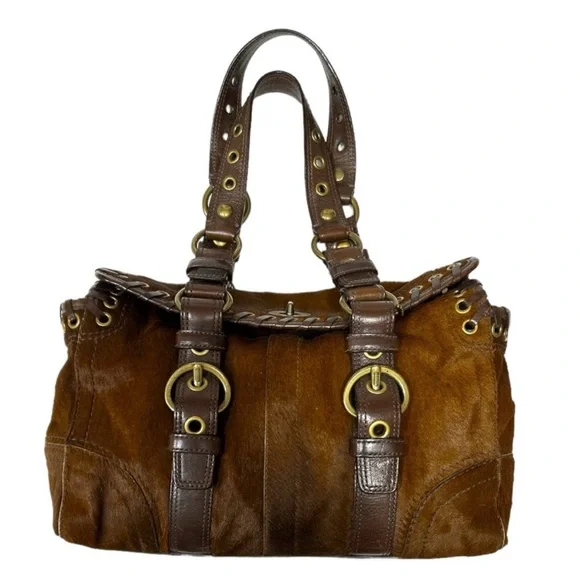 Coach Rare Limited Chelsea Abbey Calf Hair Satchel Brown Leather Laced Bag - Picture 9 of 11